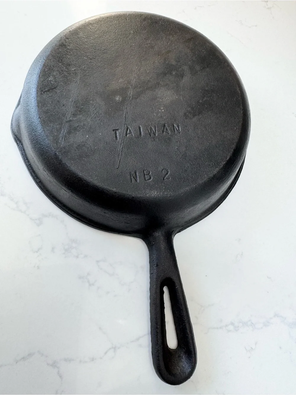 Vintage Taiwan NB2 Cast Iron Skillet – 6” Small Egg Fry Pan Dual Spouts